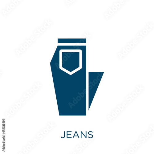 jeans vector icon. pants filled flat symbol for mobile concept and web design. Black clothing glyph icon. Isolated sign, logo illustration. Vector graphics.
