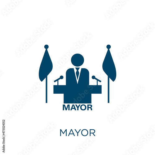 mayor vector icon. government filled flat symbol for mobile concept and web design. Black hall glyph icon. Isolated sign, logo illustration. Vector graphics. photo