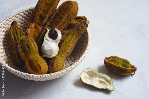 isolated of fresh  ice cream nut fruit named guaba or guama  photo