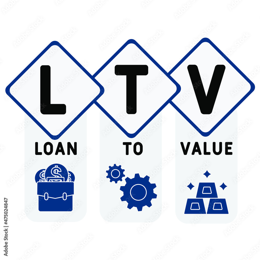 LTV - Loan to Value acronym. business concept background. vector illustration concept with keywords and icons. lettering illustration with icons for web banner, flyer, landing LTV - Loan to Value acronym. business concept background. vector illustration concept with keywords and icons. lettering illustration with icons for web banner, flyer, landing