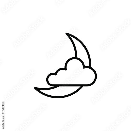 Moon, Night, Moonlight, Midnight Line Icon, Vector, Illustration, Logo Template. Suitable For Many Purposes.