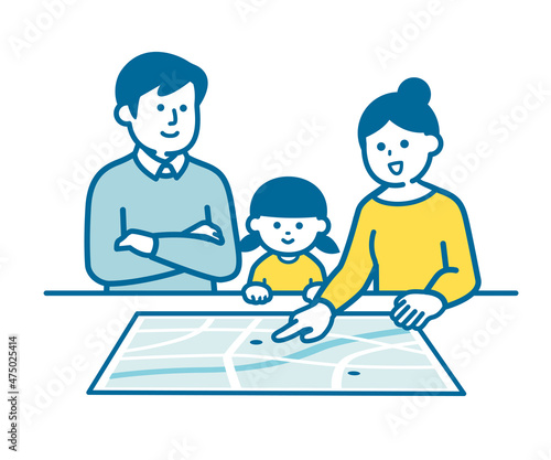 Parent and child checking the hazard map