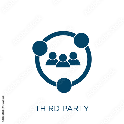 third party vector icon. business filled flat symbol for mobile concept and web design. Black party glyph icon. Isolated sign, logo illustration. Vector graphics.