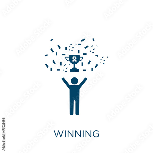 winning vector icon. win filled flat symbol for mobile concept and web design. Black success glyph icon. Isolated sign, logo illustration. Vector graphics.