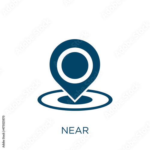 near vector icon. street filled flat symbol for mobile concept and web design. Black pointer glyph icon. Isolated sign, logo illustration. Vector graphics.