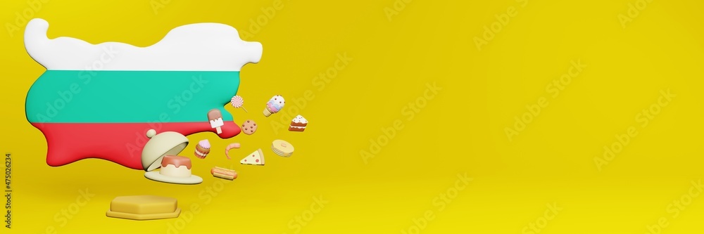 3d rendering of food consumption in Bulgaria country for data display