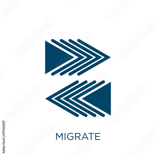 migrate vector icon. migration filled flat symbol for mobile concept and web design. Black internet glyph icon. Isolated sign, logo illustration. Vector graphics.