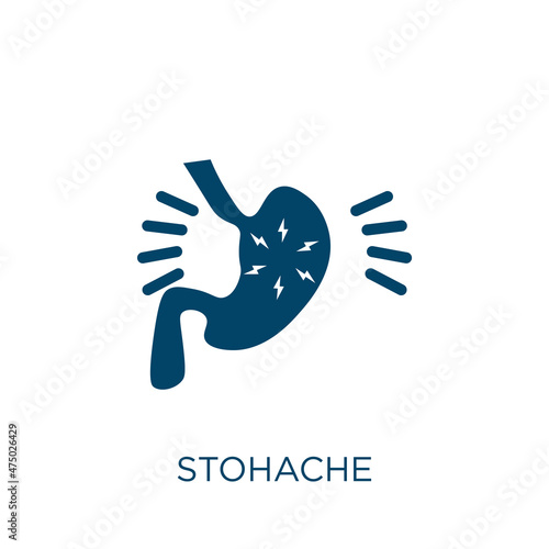 stomachache vector icon. stomach filled flat symbol for mobile concept and web design. Black illness glyph icon. Isolated sign, logo illustration. Vector graphics.