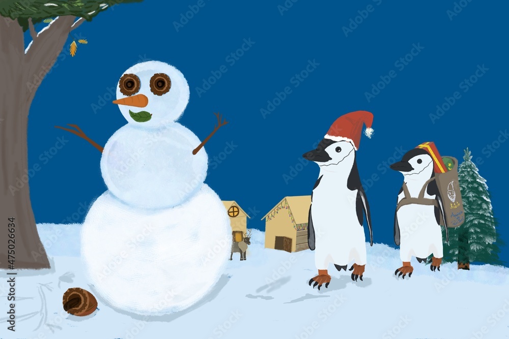 Muñeco de nieve y pinüinos-NAVIDAD Muñeco de nieve y pinüinos-NAVIDAD