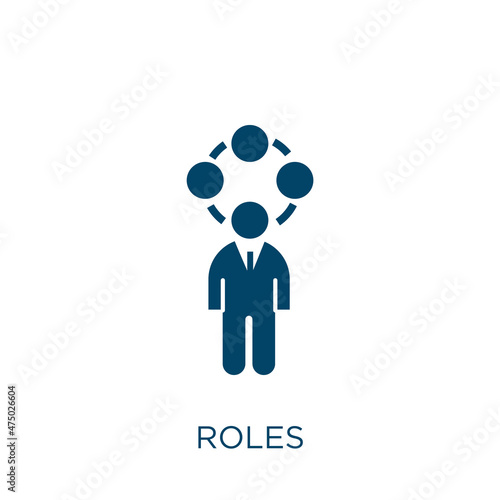 roles vector icon. role filled flat symbol for mobile concept and web design. Black human glyph icon. Isolated sign, logo illustration. Vector graphics.