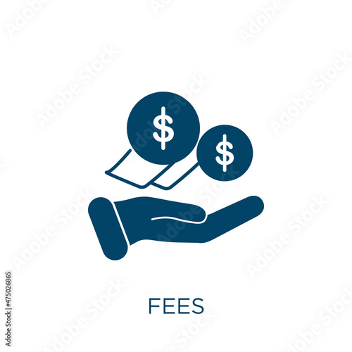 fees vector icon. fee filled flat symbol for mobile concept and web design. Black money glyph icon. Isolated sign, logo illustration. Vector graphics.