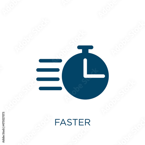 faster vector icon. fast filled flat symbol for mobile concept and web design. Black business glyph icon. Isolated sign, logo illustration. Vector graphics.