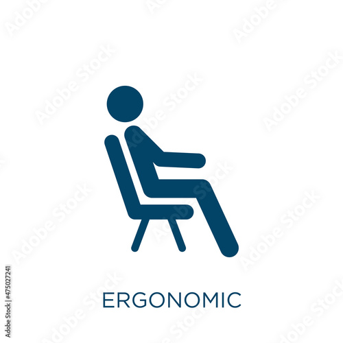 ergonomic vector icon. office filled flat symbol for mobile concept and web design. Black work glyph icon. Isolated sign, logo illustration. Vector graphics.