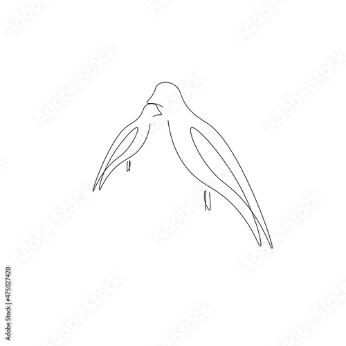 Birds silhouette line drawing vector illustration