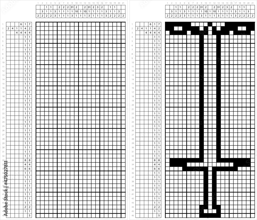 Fototapeta premium Pogo Stick Icon Nonogram Pixel Art M_2112001