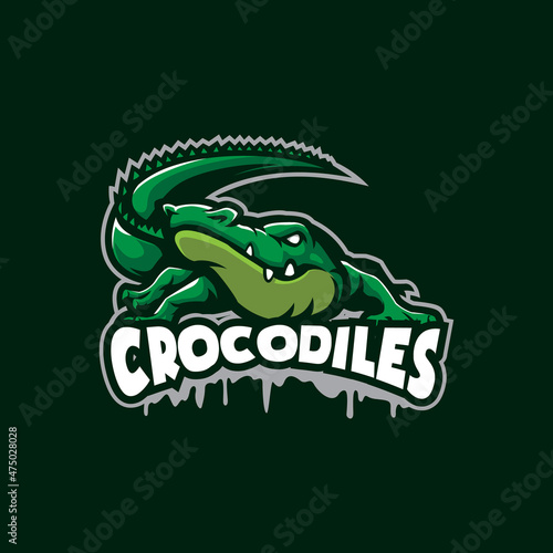 Crocodile mascot logo design vector with modern illustration concept style for badge, emblem and t shirt printing. Angry crocodile illustration for sport and esport team.