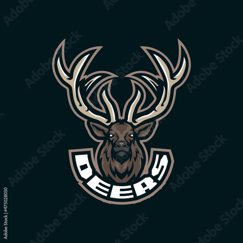 Deer mascot logo design vector with modern illustration concept style for badge, emblem and t shirt printing. Deer head illustration for sport and esport team.