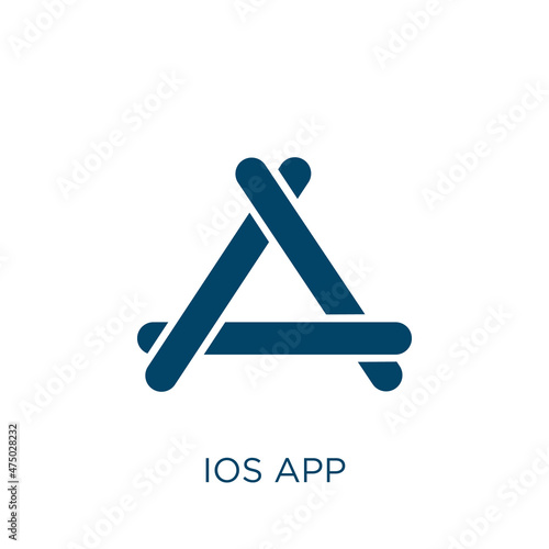 ios app vector icon. ios filled flat symbol for mobile concept and web design. Black app glyph icon. Isolated sign, logo illustration. Vector graphics.