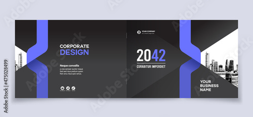 City Background Business Book Cover Design Template - Landscape Layout