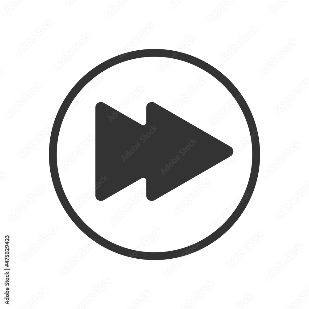 Fast forward button icon. Playback symbol. Element of audio player interface. Vector graphic illustration. Fast forward button icon. Playback symbol. Element of audio player interface. Vector graphic illustration.