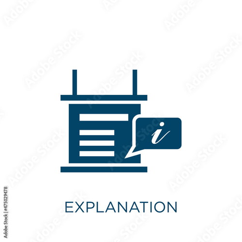 explanation vector icon. arrow filled flat symbol for mobile concept and web design. Black internet glyph icon. Isolated sign, logo illustration. Vector graphics.