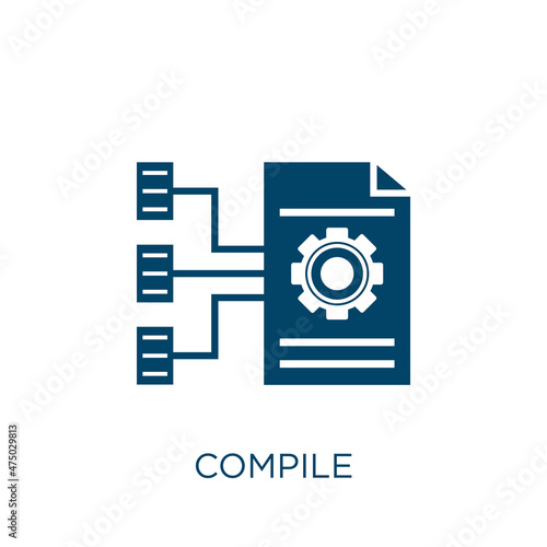 compile vector icon. compilation filled flat symbol for mobile concept and web design. Black designing glyph icon. Isolated sign, logo illustration. Vector graphics.