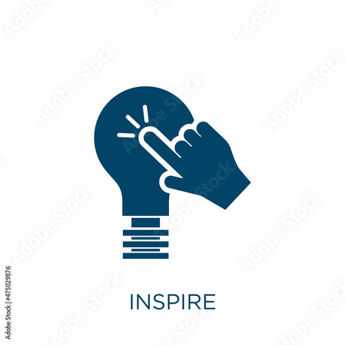 inspire vector icon. inspiration filled flat symbol for mobile concept and web design. Black success glyph icon. Isolated sign, logo illustration. Vector graphics.