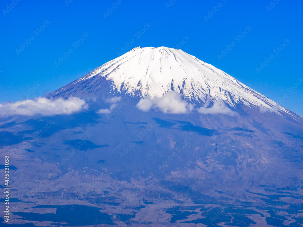 Snowy Mount Fuji (view from the summit of Mt.Kintoki, Hakone, Kanagawa, Japan)