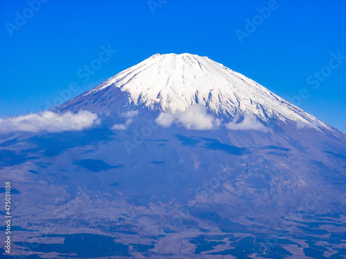 Snowy Mount Fuji (view from the summit of Mt.Kintoki, Hakone, Kanagawa, Japan)