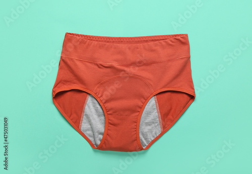 Reusable period panties on color background