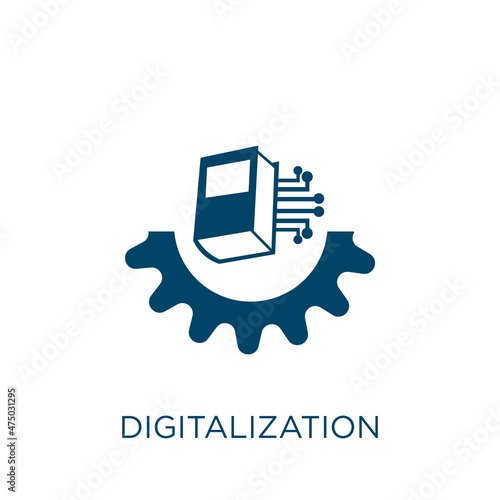 digitalization vector icon. business filled flat symbol for mobile concept and web design. Black technology glyph icon. Isolated sign, logo illustration. Vector graphics.