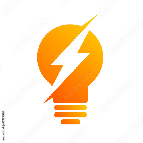 Creative idea light bulb with lightning bolt spark electrical power vector logo icon illustration  clipart