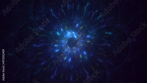 3D rendering abstract blue technology fractal background