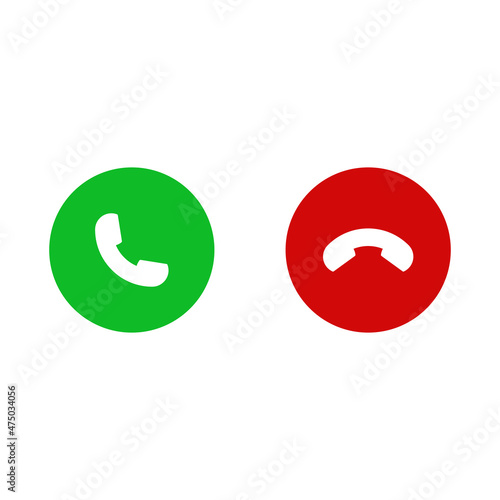 Accept & Decline call phone icon. Answer and decline phone call buttons, green and red icon