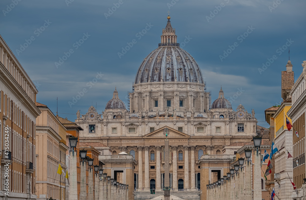 Early morning scene at St Peter's square in Rome, Italy