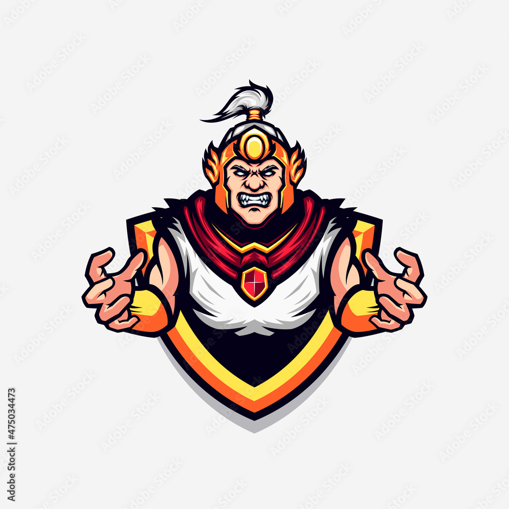 Angry Fighter Chinese Warrior Ancient Dynasty Vector Mascot