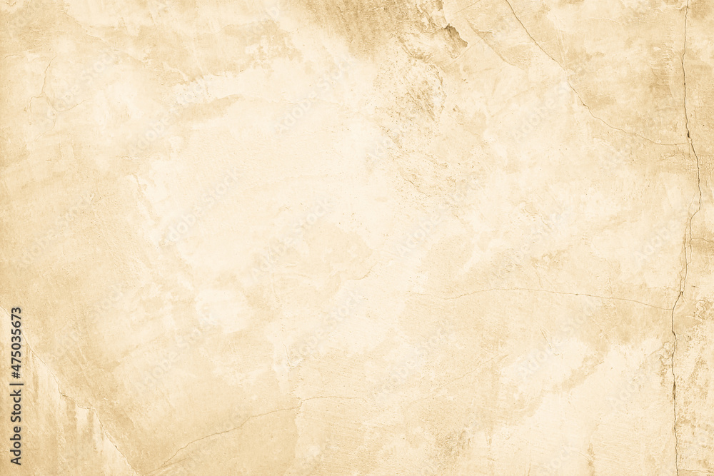 Fototapeta premium Cream concreted wall for interiors or outdoor exposed surface polished concrete. Cement have sand and stone of tone vintage