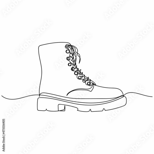 Vector abstract continuous one single simple line drawing icon of boot shoes in silhouette sketch.