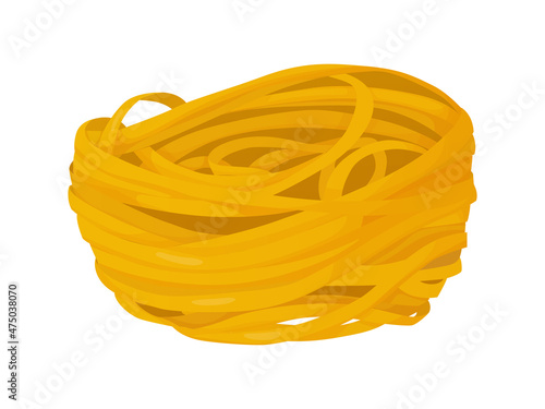 Cartoon pasta spaghetti. Italian cuisine. Fettuccini pasta illustration of long pasta.