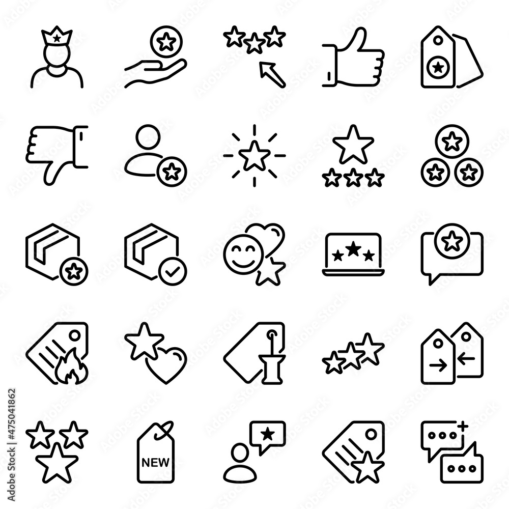 Outline icons for loyalty. Outline icons for loyalty.