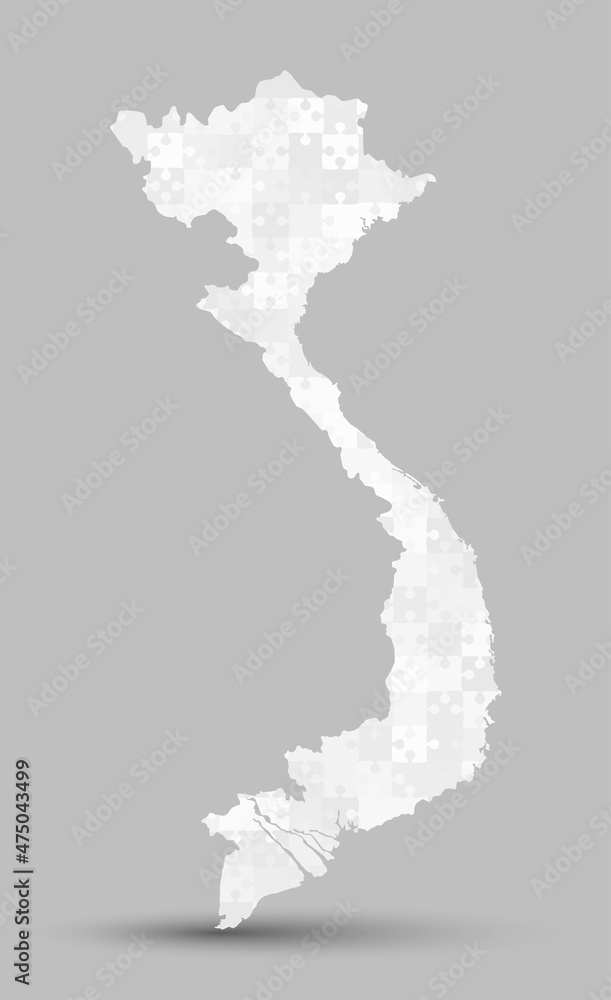 Vector map Vietnam from grey puzzle, jigsaw Vector map Vietnam from grey puzzle, jigsaw