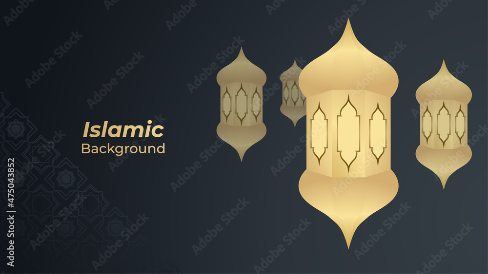Ornamental Black gold pattern Islamic design background. Ramadan Kareem background Ornamental Black gold pattern Islamic design background. Ramadan Kareem background