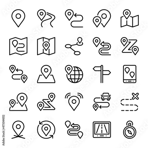 Outline icons for map and location.