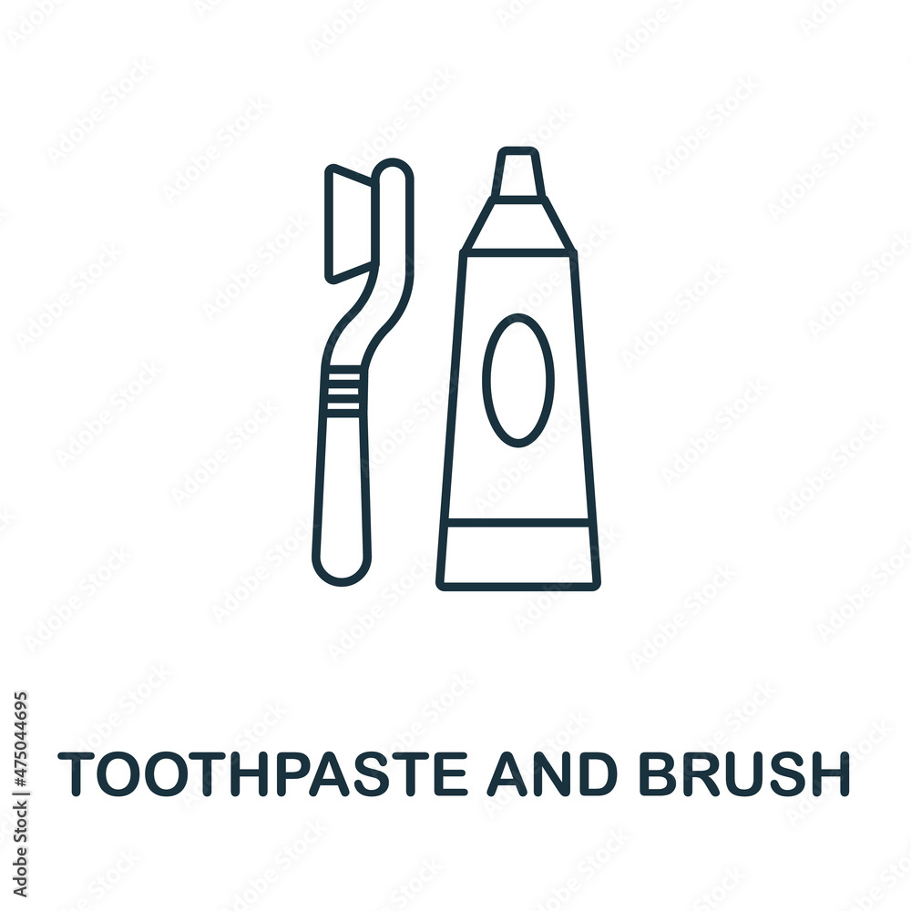 Toothpaste And Brush icon. Line element from bathroom collection. Linear Toothpaste And Brush icon sign for web design, infographics and more. Toothpaste And Brush icon. Line element from bathroom collection. Linear Toothpaste And Brush icon sign for web design, infographics and more.