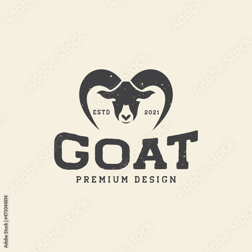 vintage head mount goats logo symbol icon vector graphic design illustration idea creative