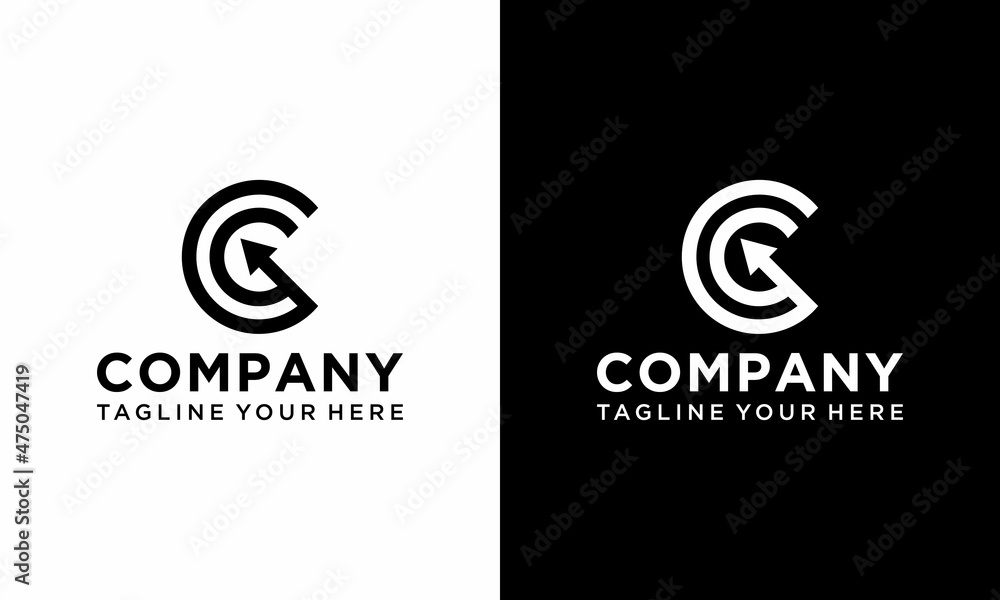 Letter C arrow logo icon design template elements. on a black and white background. Letter C arrow logo icon design template elements. on a black and white background.