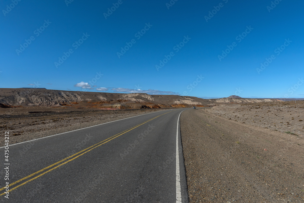 Drive on Route 40 through the empty landscape of Patagonia, Argentina Drive on Route 40 through the empty landscape of Patagonia, Argentina
