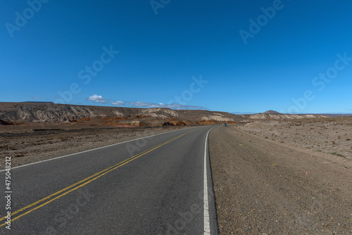 Drive on Route 40 through the empty landscape of Patagonia, Argentina