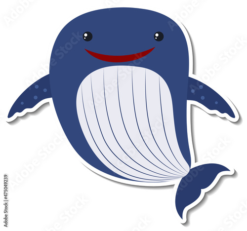 Chubby whale animal cartoon sticker