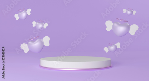 3d rendering podium pedestal on purple background for advertising product design with place for text
